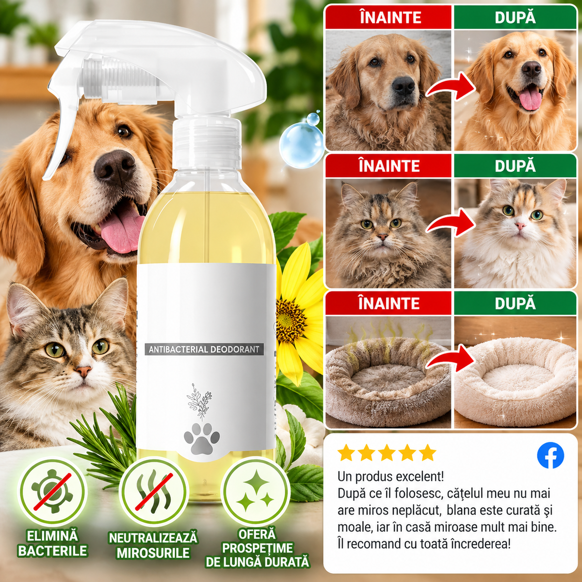 Spray Antibacterian pentru Animale PetFresh™ 1+1 GRATIS