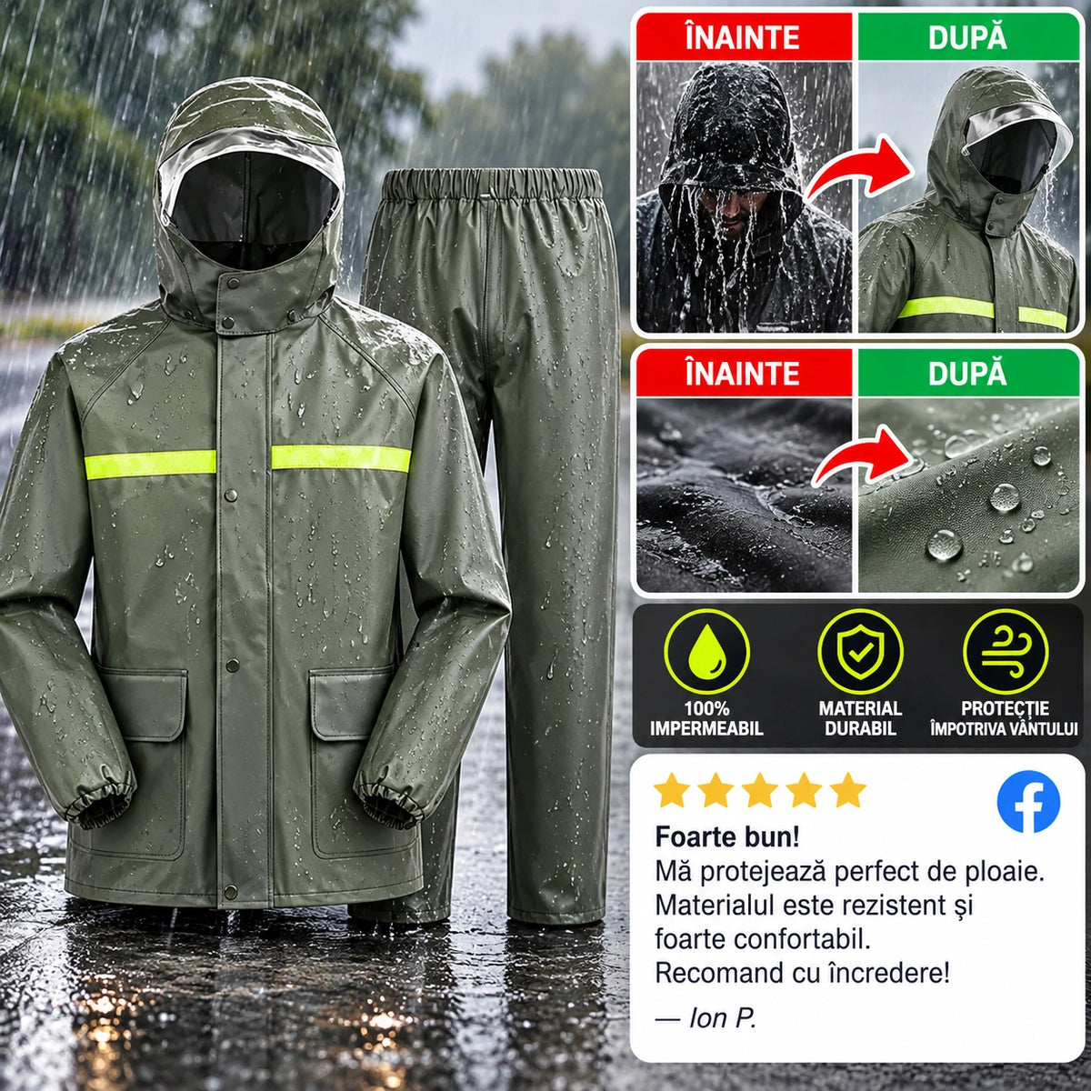 Costum de Ploaie Impermeabil RainGuard™