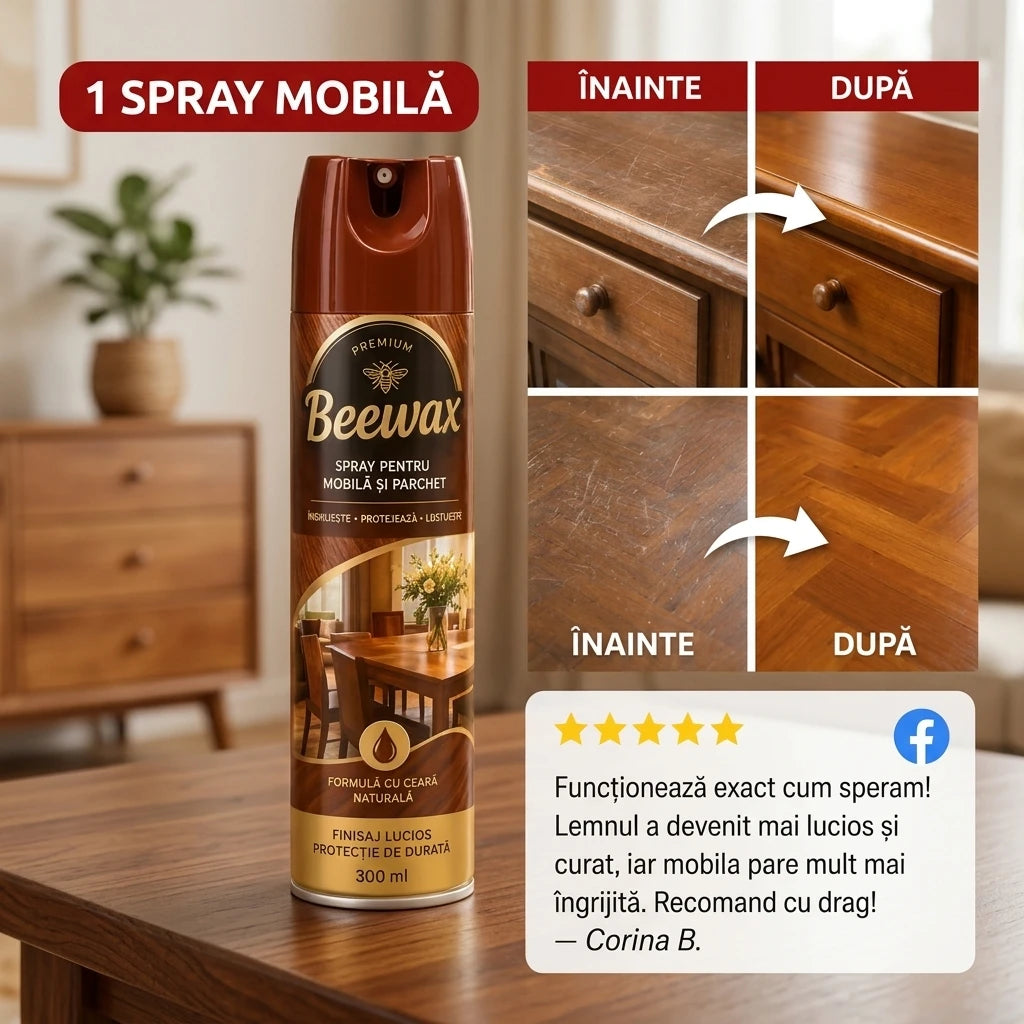 Spray cu ceară naturală pentru mobilă și parchet BeeWax