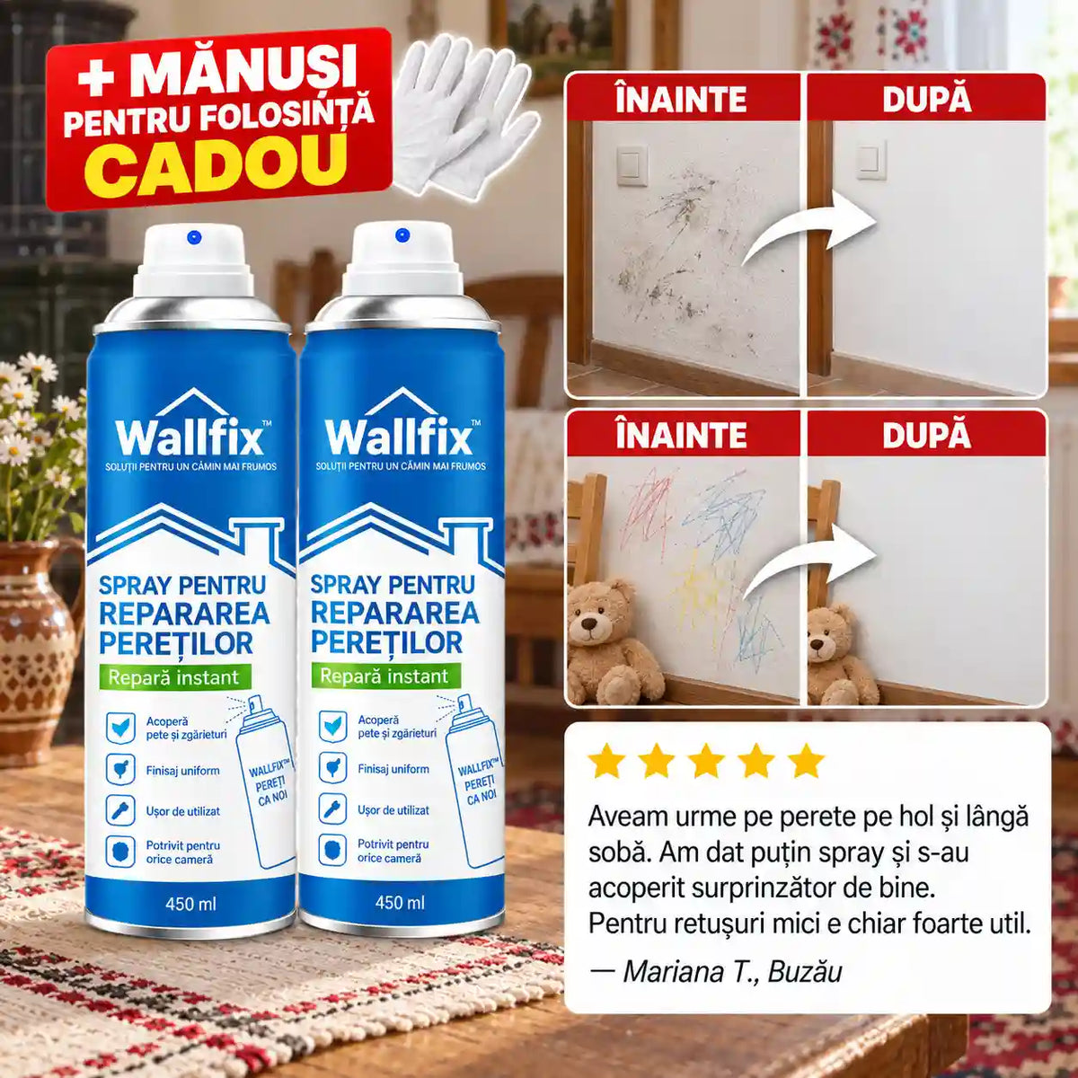 Spray Pentru Repararea Pereților Instant - Wallfix™