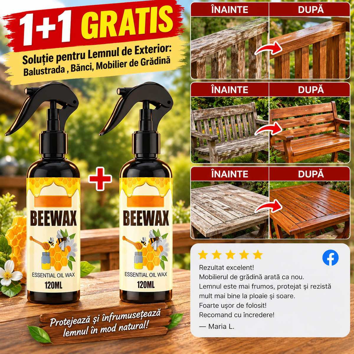 Soluție Pentru Lemn Exterior WoodRevive™ 1+1 GRATIS