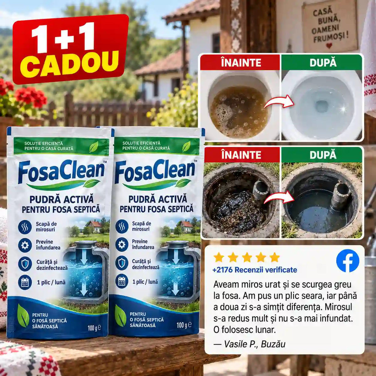 SET Complet Fosă Septică - FosaClean™ 1+1 Gratis