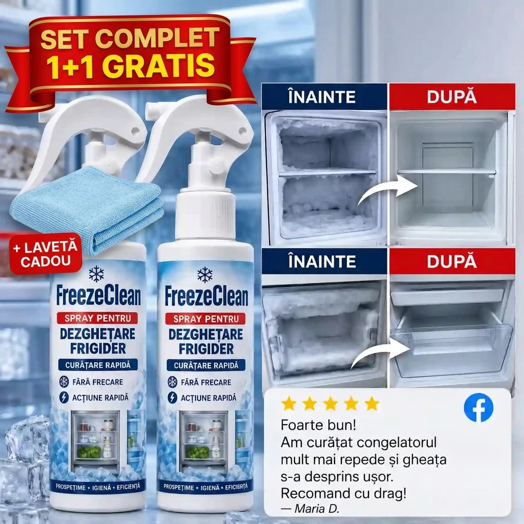 SET complet dezghețare frigider FreezeClean 1+1 cu lavetă cadou