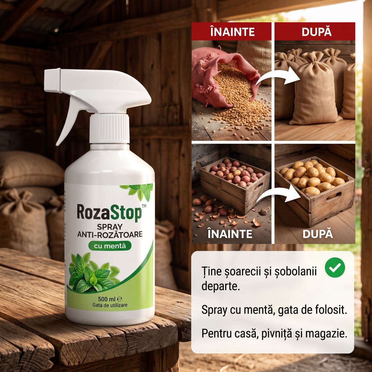 Spray Anti-Rozătoare RozaStop™ + Capcană Cadou