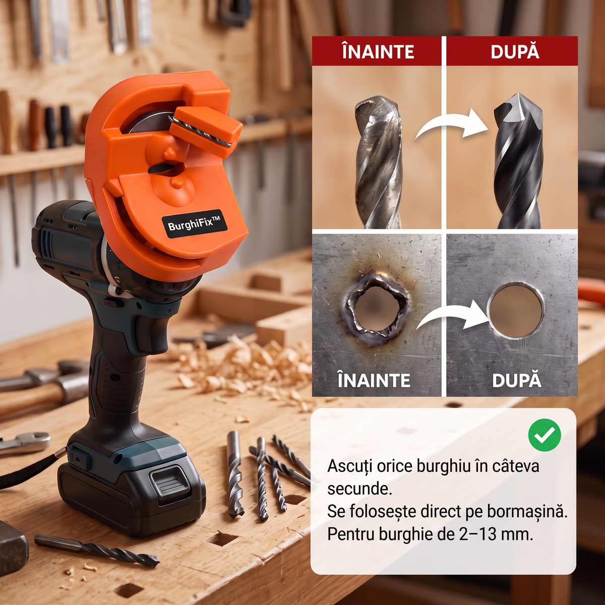 Dispozitiv de Ascuțit Burghie BurghiFix™