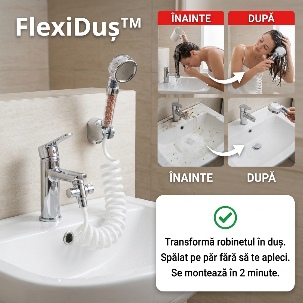 Extensie Flexibilă cu Duș pentru Robinet FlexiDuș™