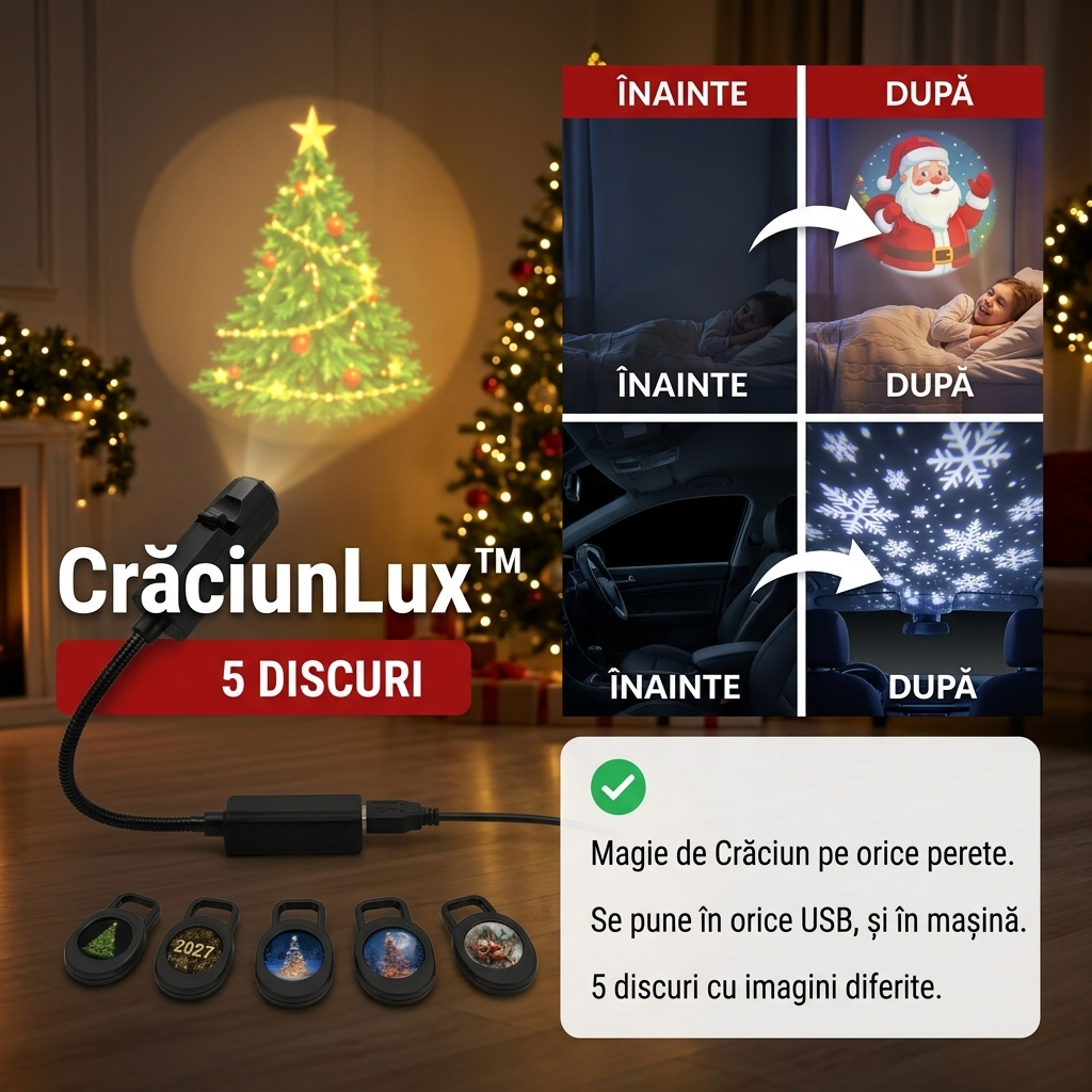Proiector LED de Crăciun cu 5 Discuri CrăciunLux™